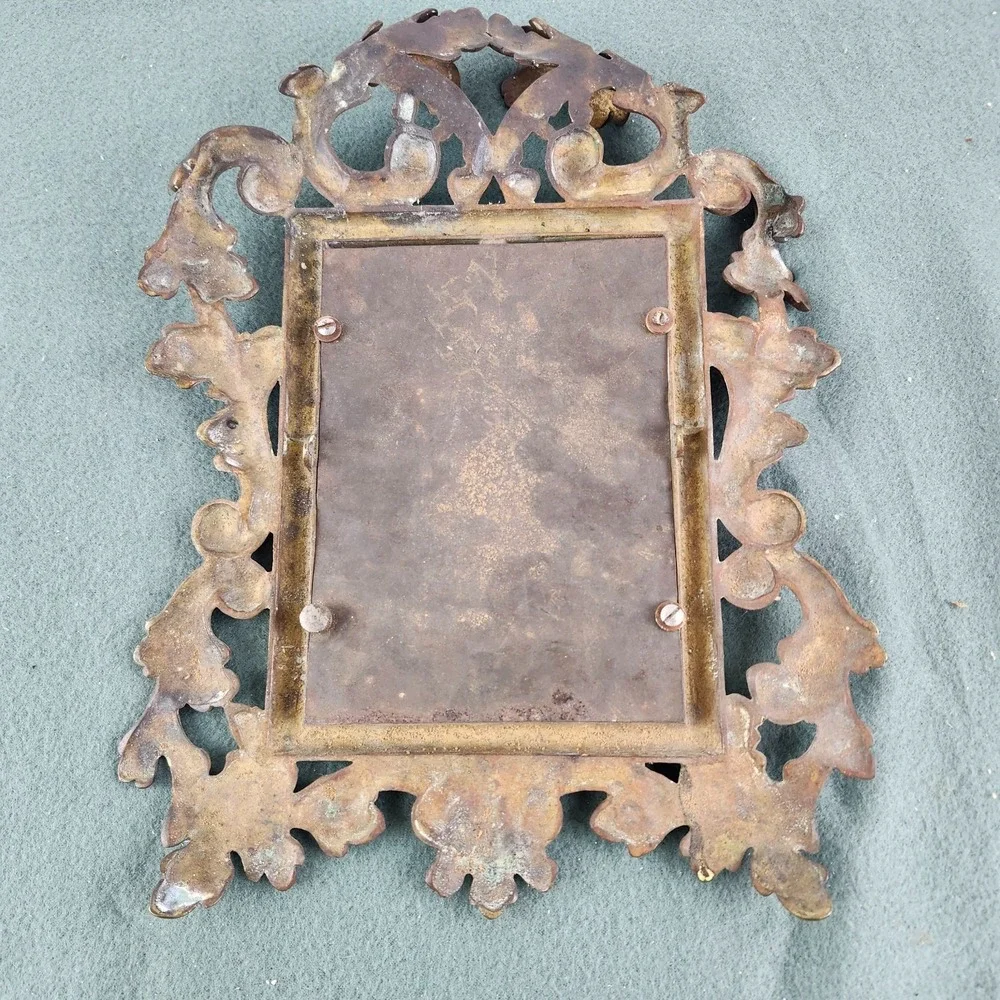 Sweet Antique Cast Gilded Brass Baroque Florentine Picture Photo Frame Rococo